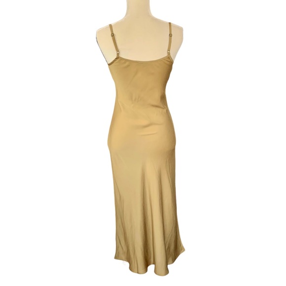 AllSaints Tierny Coni Midi Slip Dress in Metallic Olive Green Size Small - Picture 2 of 9
